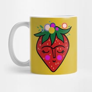 Frida kahlo strawberry portrait for summer beach vacation Mug